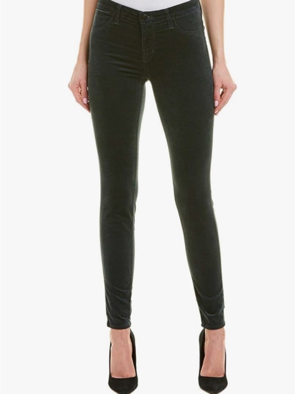 J Brand Super Skinny Mid Rise Velvet Moorland Green Pants